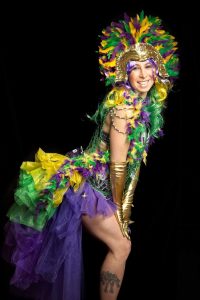 Mardi Gras costume performer Lady Blaze 